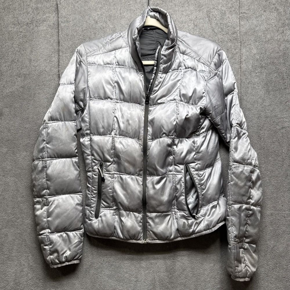 Eddie Bauer Stormdown 800 Puffer Jacket XS Silver Gray First Ascent Zip Down